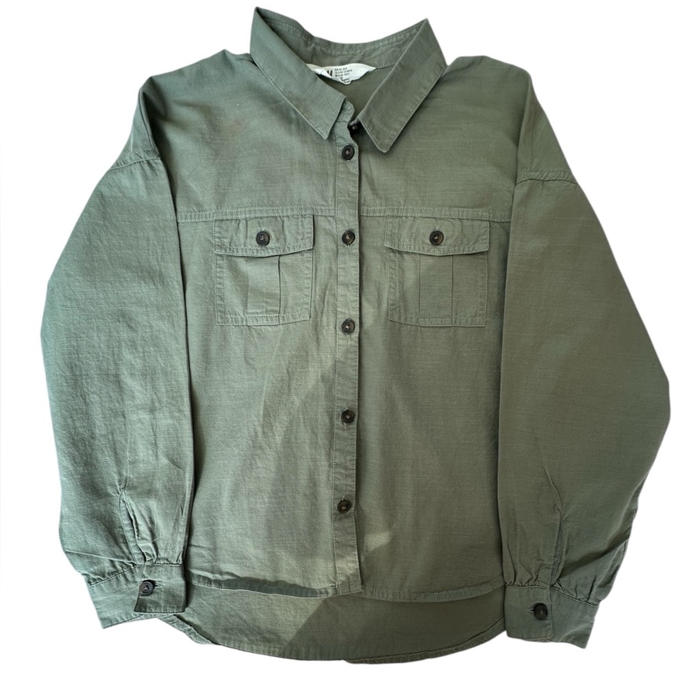 H&M Teen Olive Green Button-Up Shirt